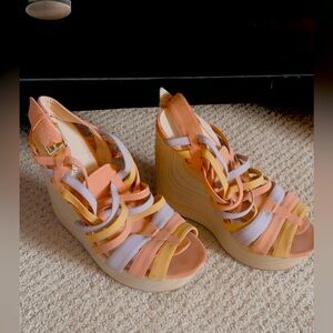 Platform Multi Color strappy wedge sandals